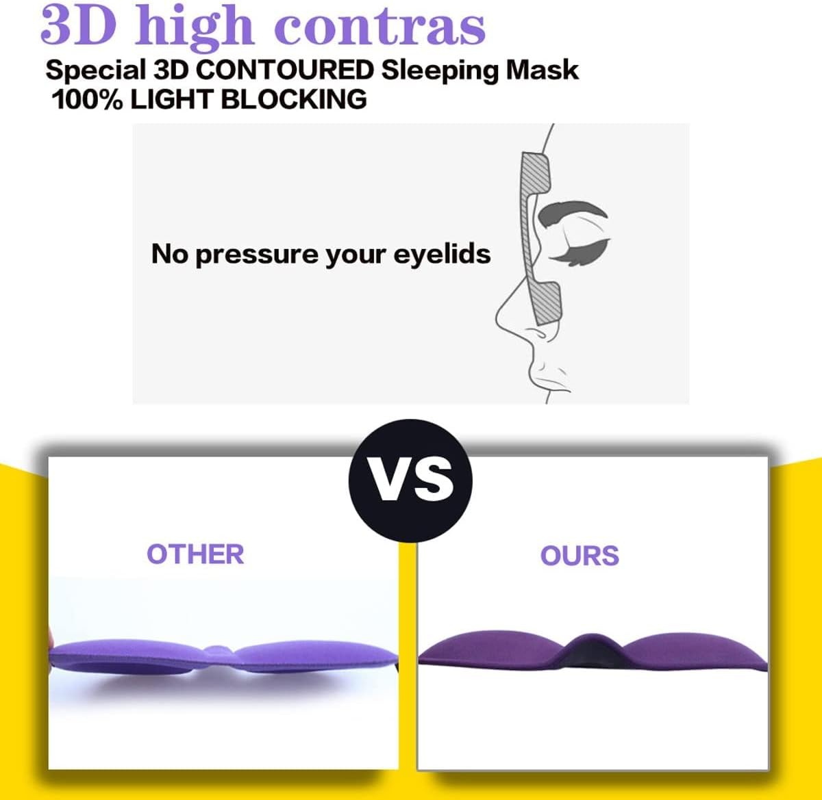3D Eye mask for Sleeping,Machine Washable, Sleep Mask for Women, Blinder Blindfold Airplane(Black+red)