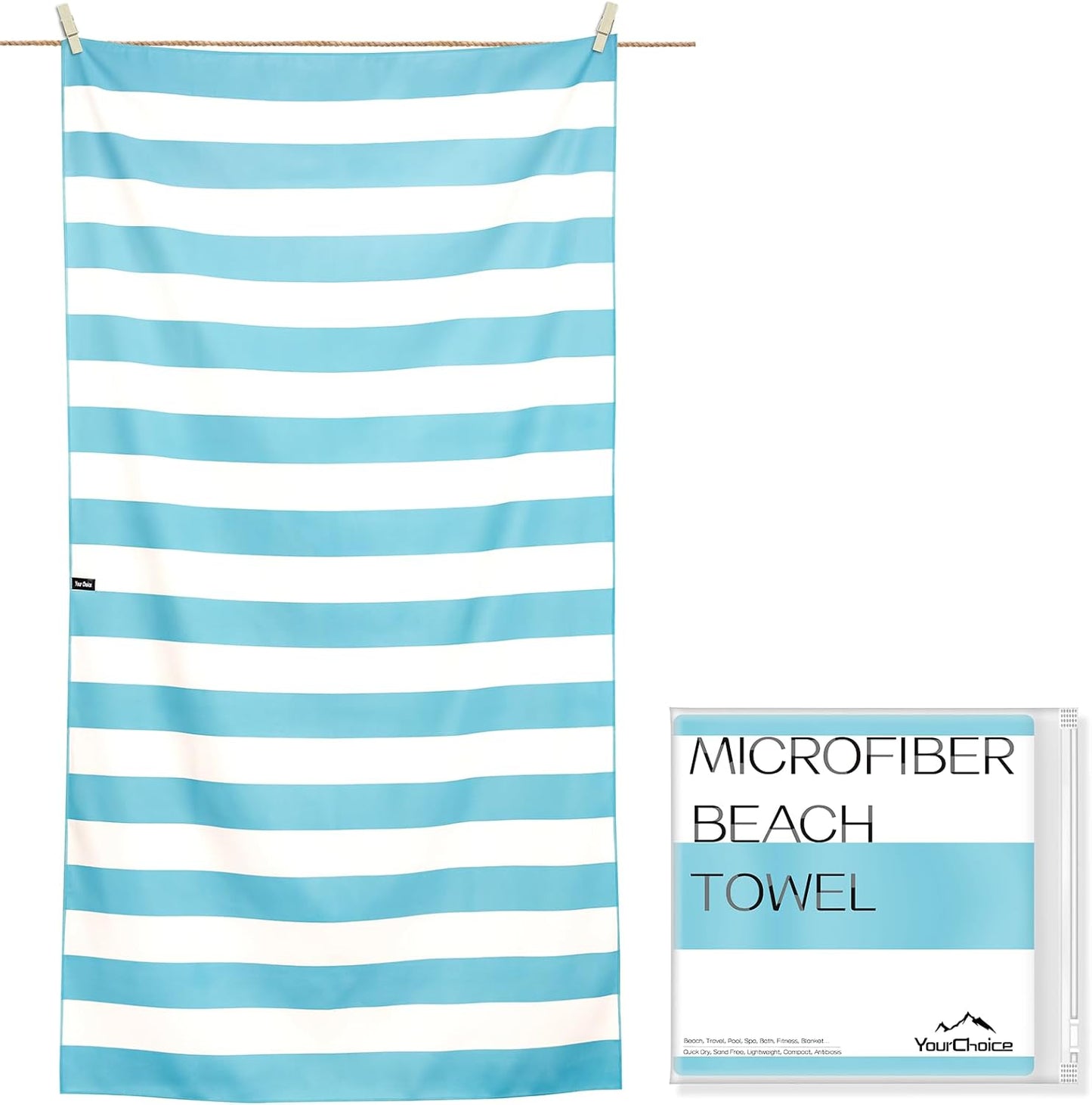 Your Choice Microfiber Quick Dry Sand-Free Beach Towel for Adults & Kids (67x35 Inch, 60x30 Inch) - Oversized, Compact, Lightweight, Absorben