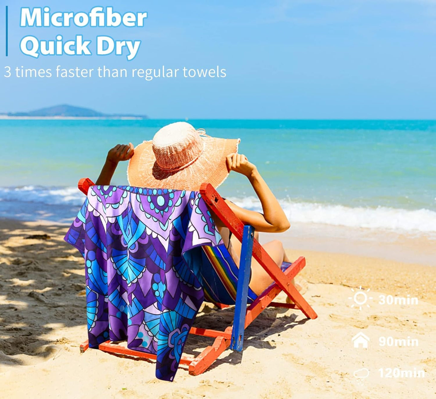 4 Pack Microfiber Oversized Lightweight Beach Towel 71"x32" XL Extra Large Thin Sand Free Towels Travel Swim Pool Yoga Gym Camping for Adults Women Men Beach Essentials Accessories Vacation Gift