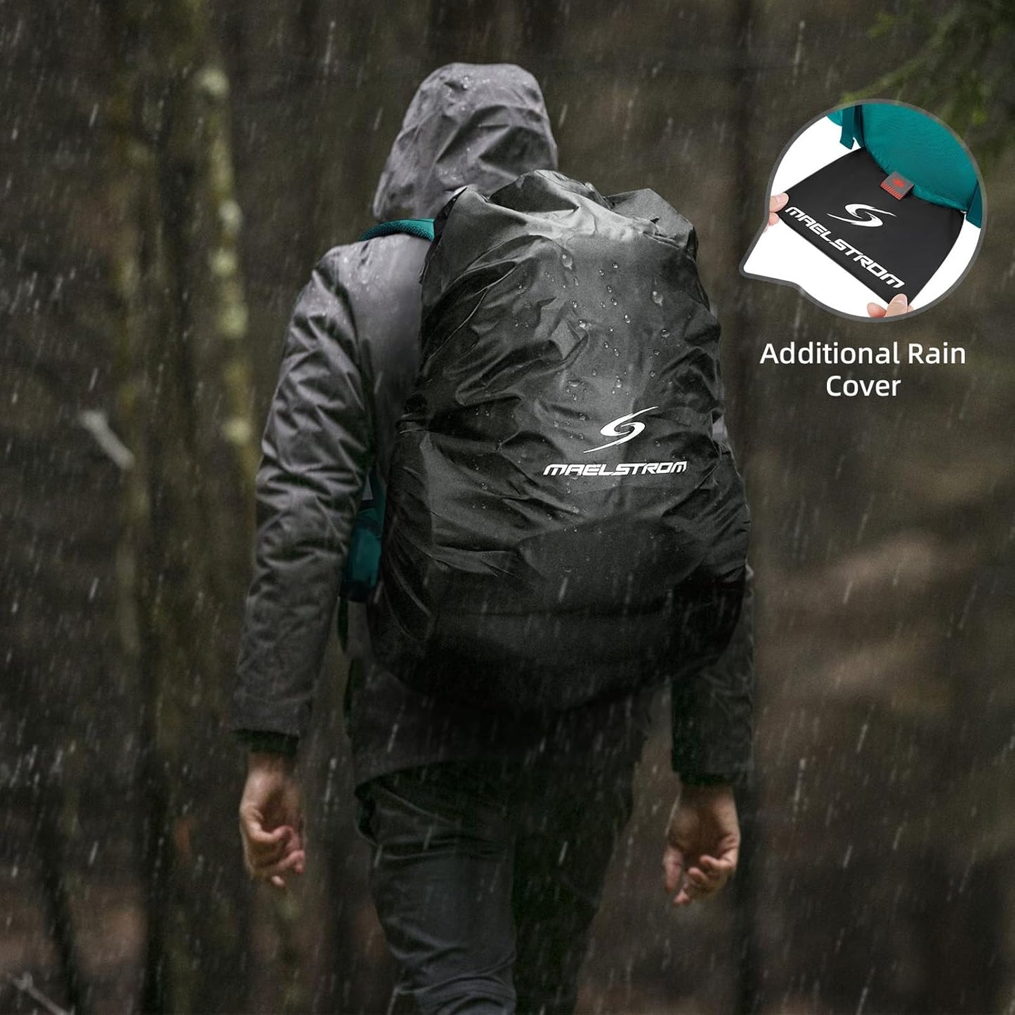 Maelstrom Hiking Backpack,40L Waterproof Camping Backpack,Men Women Packable Hiking Daypack with Rain Cover,Lightweight Travel Backpack-Green