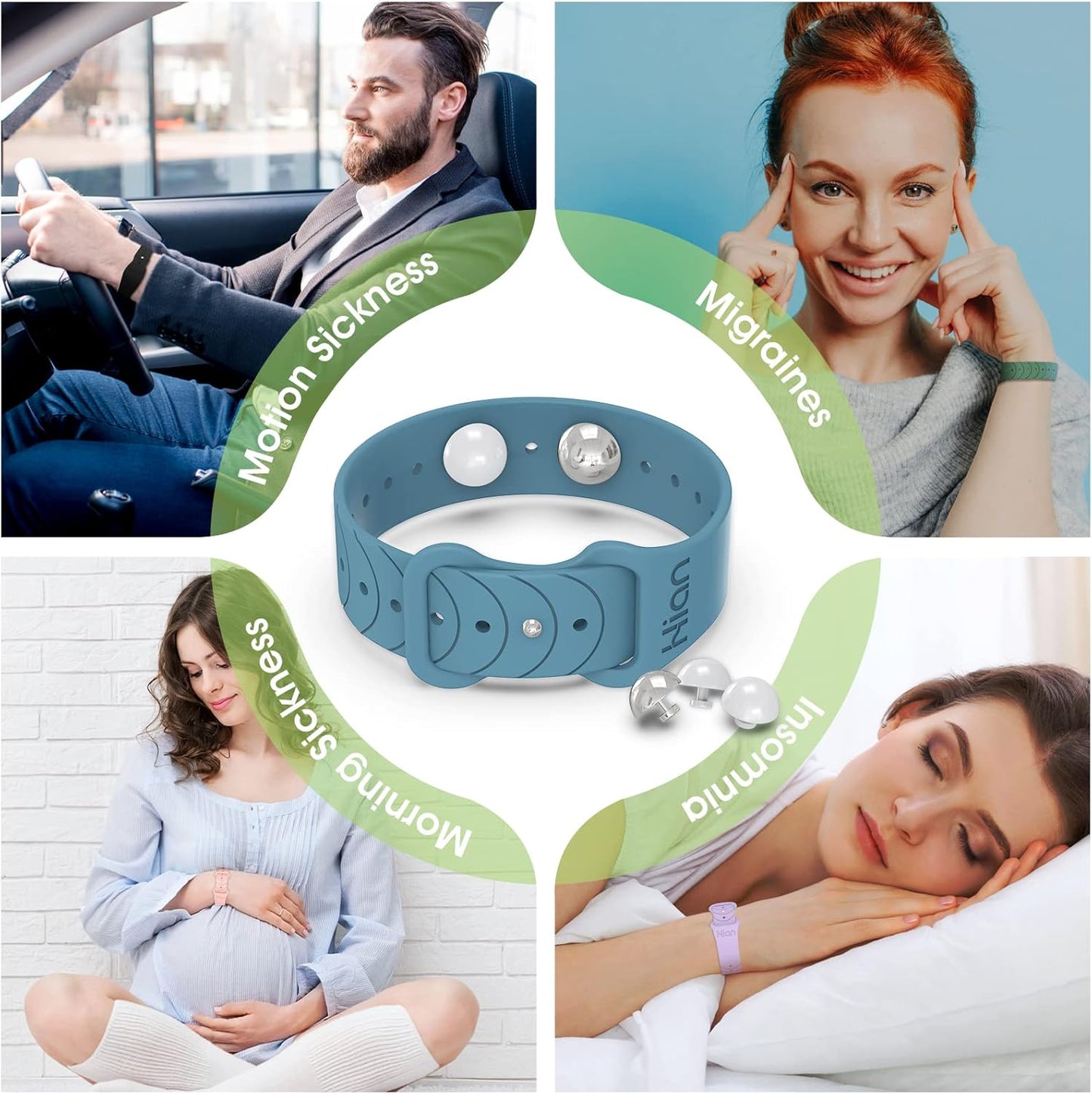 Hion Motion Sickness Bracelets Sea Sickness Wristbands for Motion Sickness/Morning Sickness/Pregnancy Nausea Anti Nausea Bands Acupressure Wristband Motion Sickness Bands(1Pair Black)