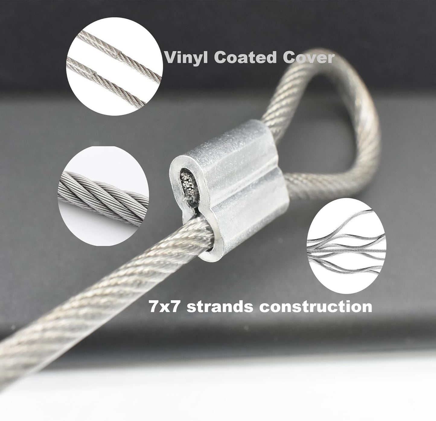 10 Pcs 2mm Wire 12 inch Vinyl Coated Stainless Steel Cable with Loops Short Wire Rope Lanyard Lock Security Chain Link for Outdoor Gates, Clear(2mm x 12inch)