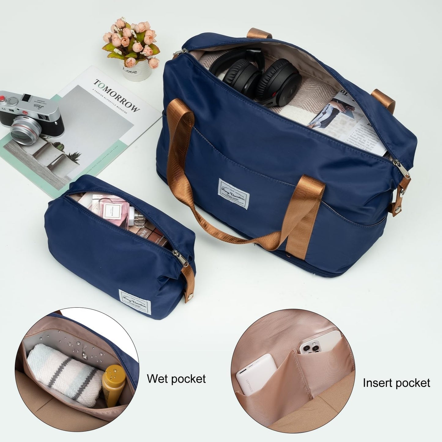 LONG VACATION 6 Piece ABS+PC Hardshell Luggage Set with Spinner Wheels, Lightweight suitcase set with TSA Lock & YKK Zipper