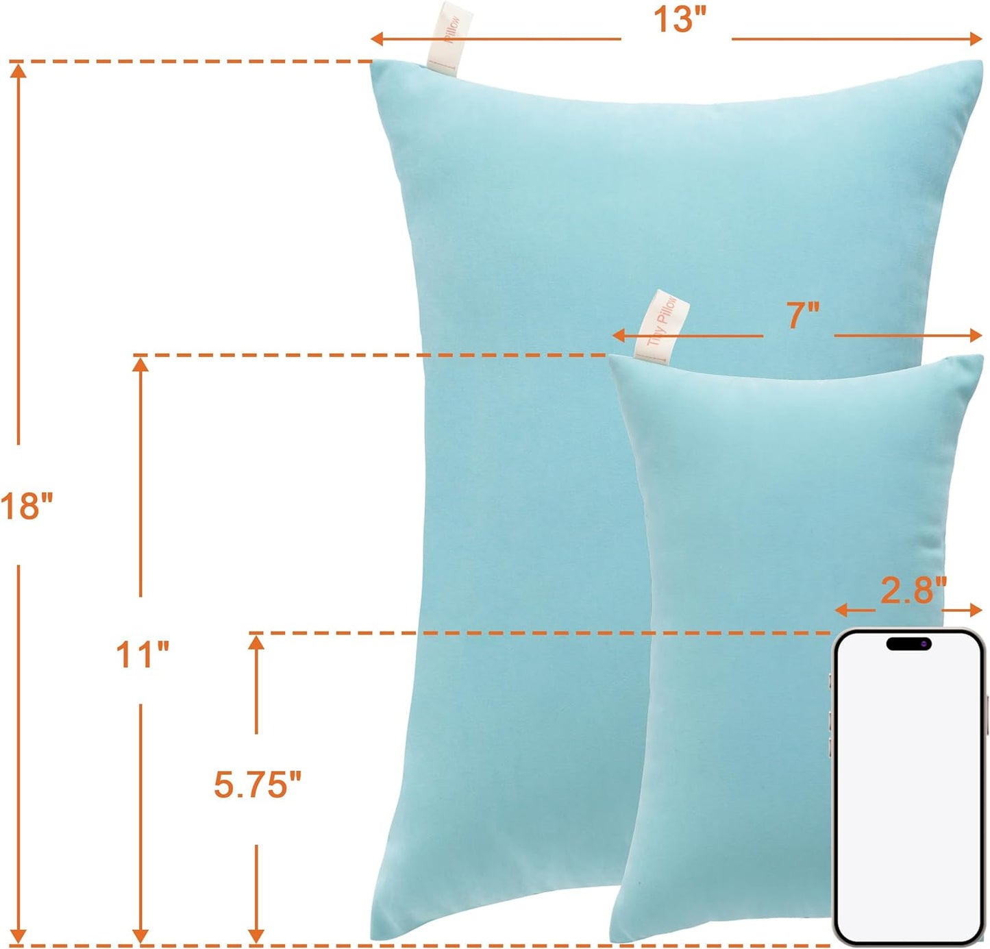 NTBAY Toddler Pillows, Down Alternative 13"x18" Pillows, Machine Washable - Soft and Breathable Travel Small Pillows for Sleeping, Ideal for Daycare, Crib, Cot, Aqua