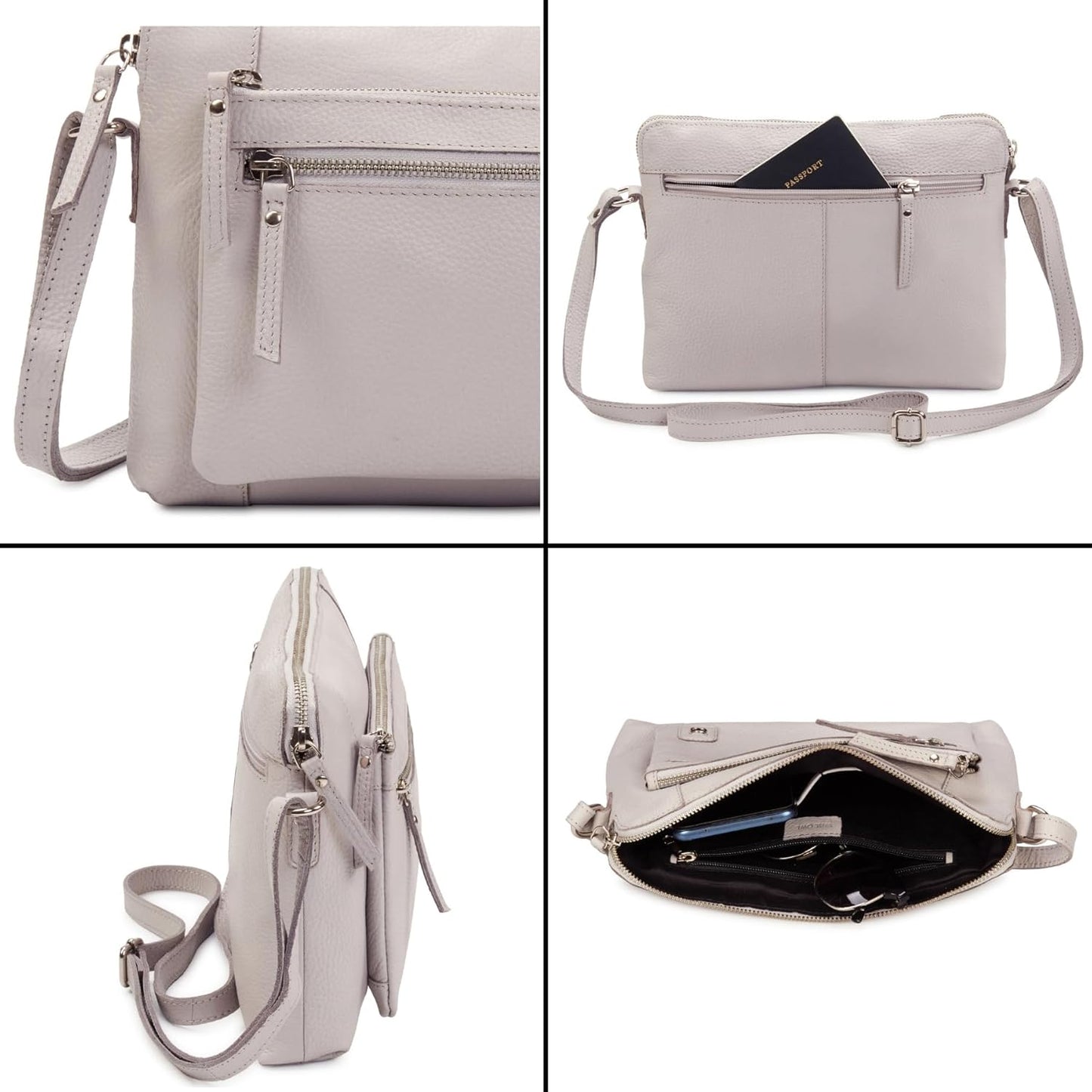 Wise Owl Accessories Small Soft Pebbled Real Leather Crossbody Handbags Purses Sling Crossover Shoulder Bag