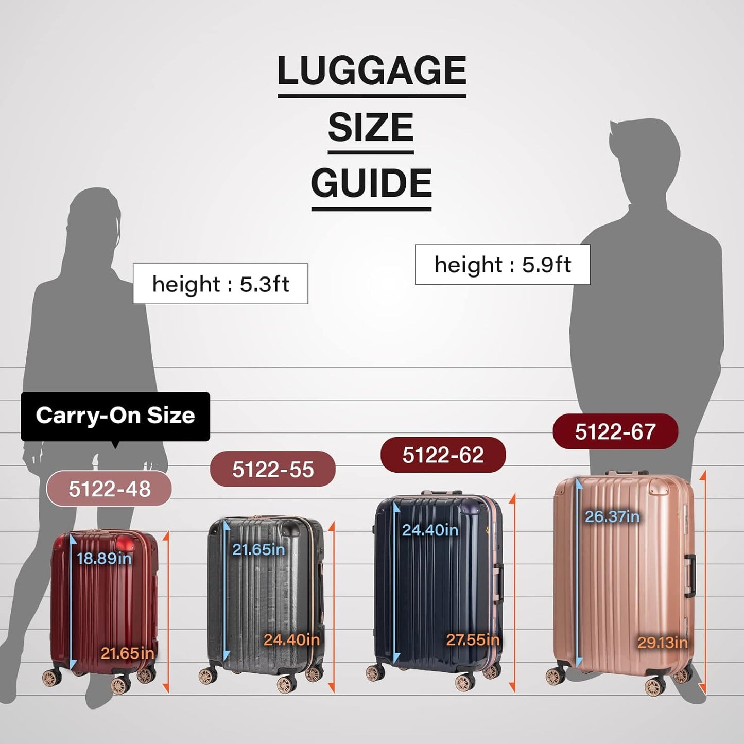 LEGEND WALKER Durable Aluminum Frame Hardside Luggage, 28-inch,ChampagneGold,5122-62-CGD