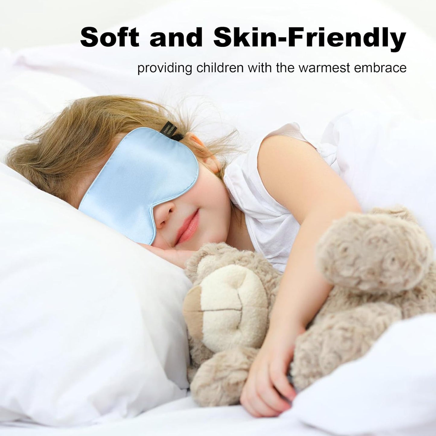 Silk Sleep Eye Mask for Kids, 100% Real Natural Pure Silk Sleeping Masks, Blindfold Sleep Eye Cover with Adjustable Strap, Soft & Lightweight Night Eyeshade for Boys Girls Teens (2 Pack)