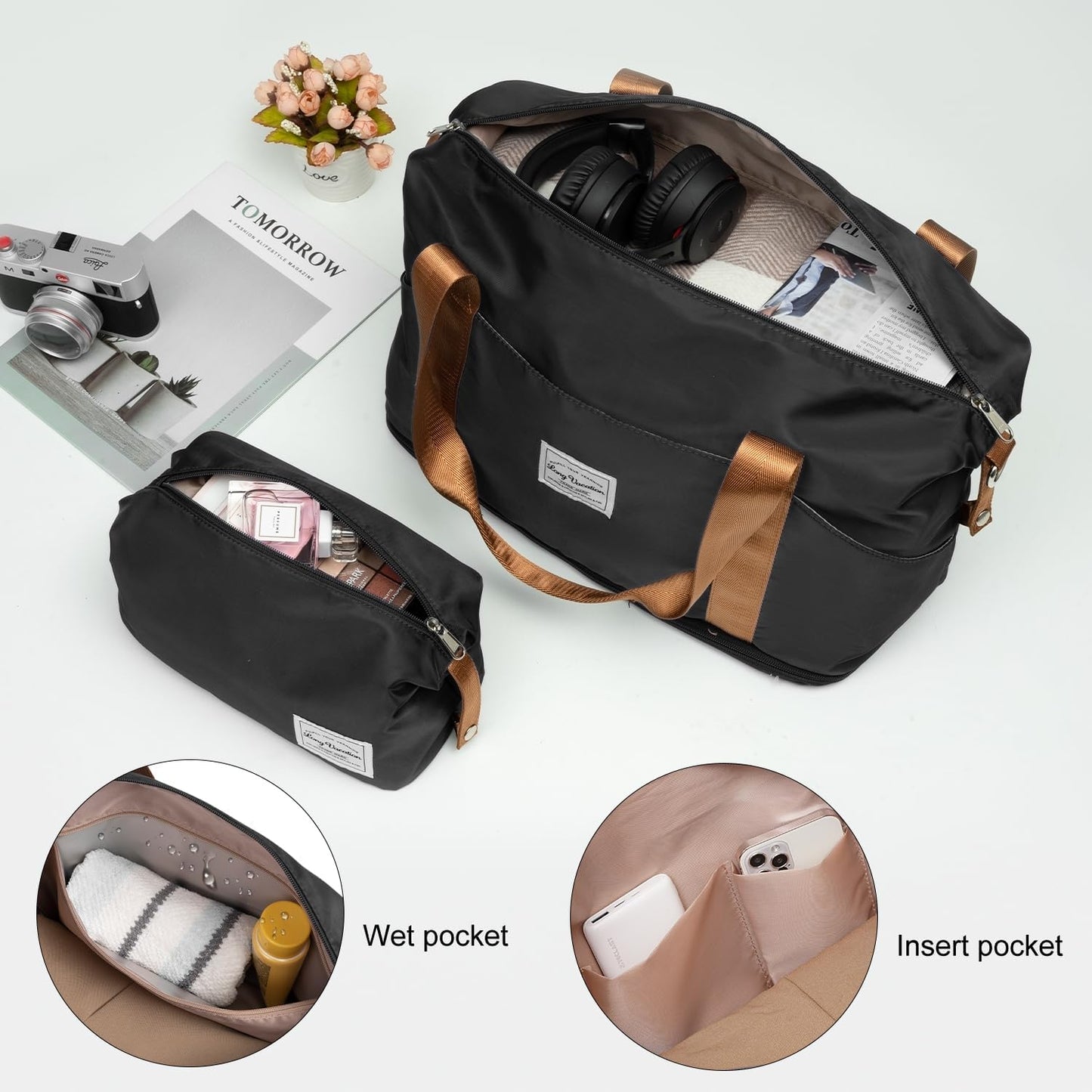 LONG VACATION 3 Piece Carry On Luggage 20 Inch Suitcase with Spinner Wheels, ABS+PC Hardshell Suitcase set with TSA Lock & YKK Zipper
