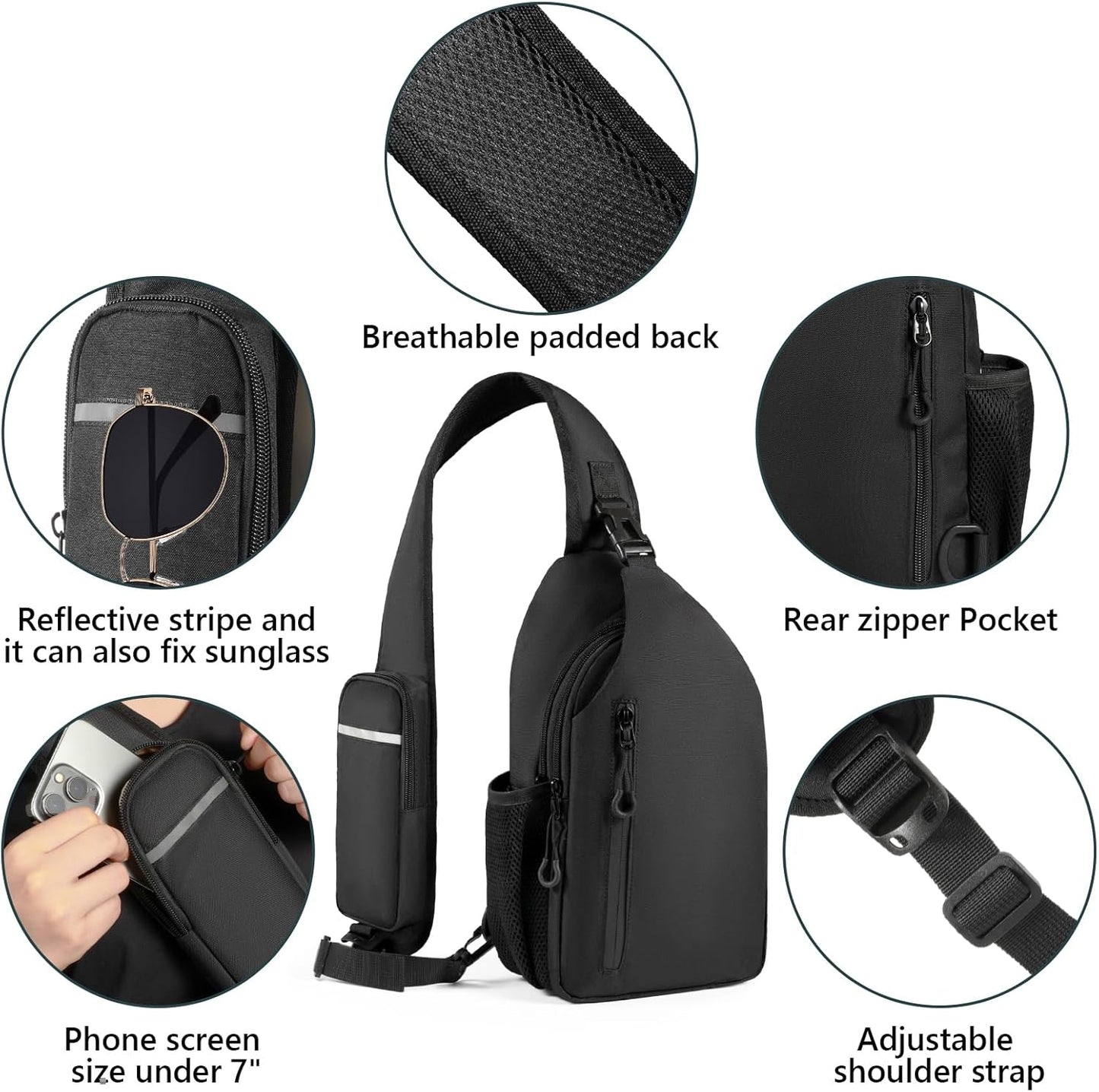 CCW Sling Chest Bag - Tactical Crossbody Backpack for Concealed Carry with Hidden Holster Compartment | Mid-Zip Gun Pocket, Water-Resistant