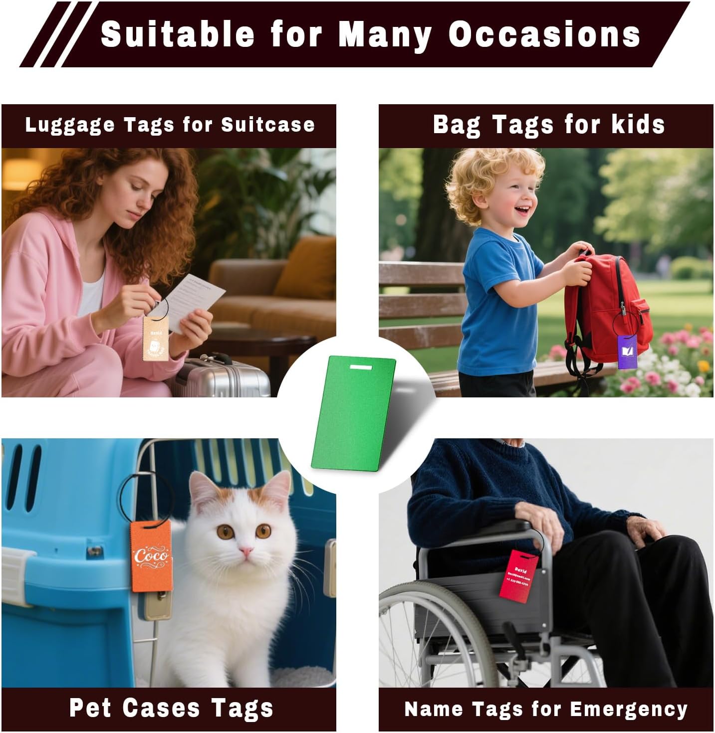 4PCS Personalized Luggage Tags for Travel Durable Aluminium Luggage Tags for Suitcases Custom Bag Tags for Backpacks Heavy Duty Personalized Name Tags for Birthday Gifts(Small,Orange)