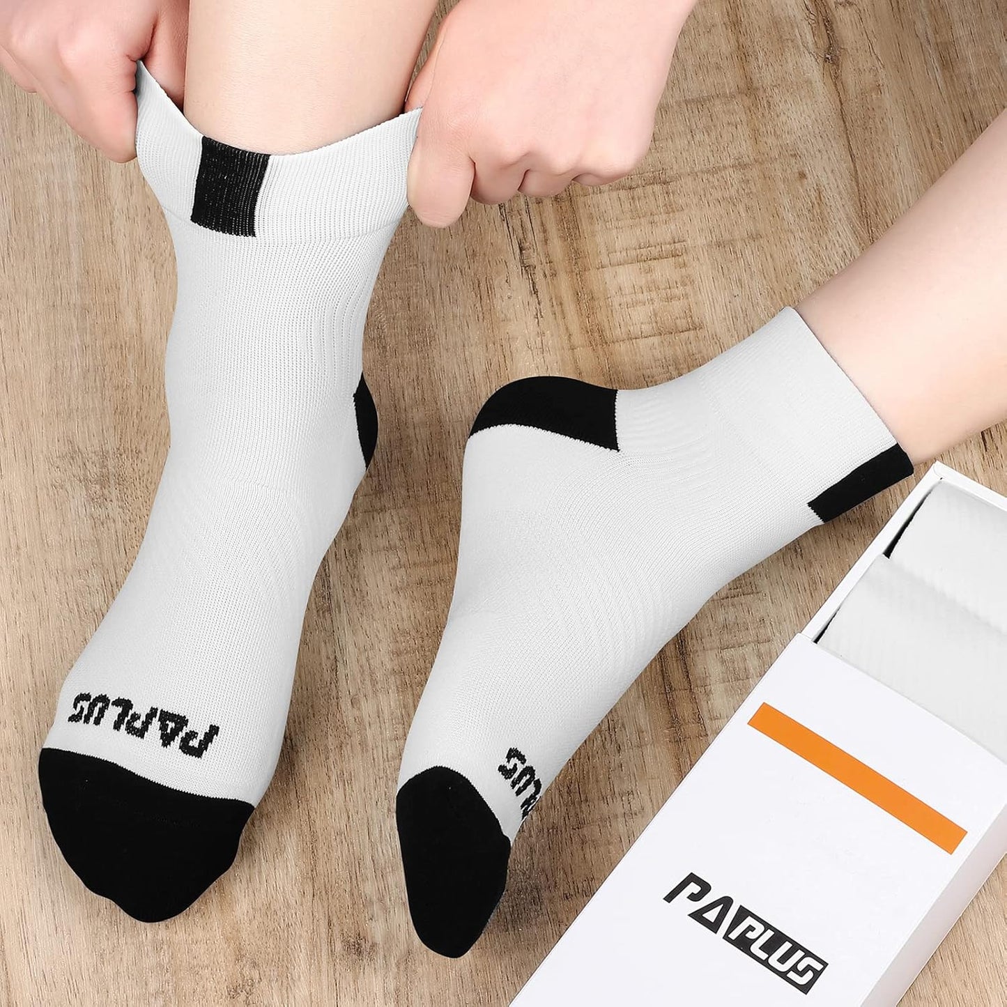 PAPLUS Ankle Compression Socks for Women 6 Pairs, Running Athletic Socks with Arch Support,Plantar Fasciitis Socks