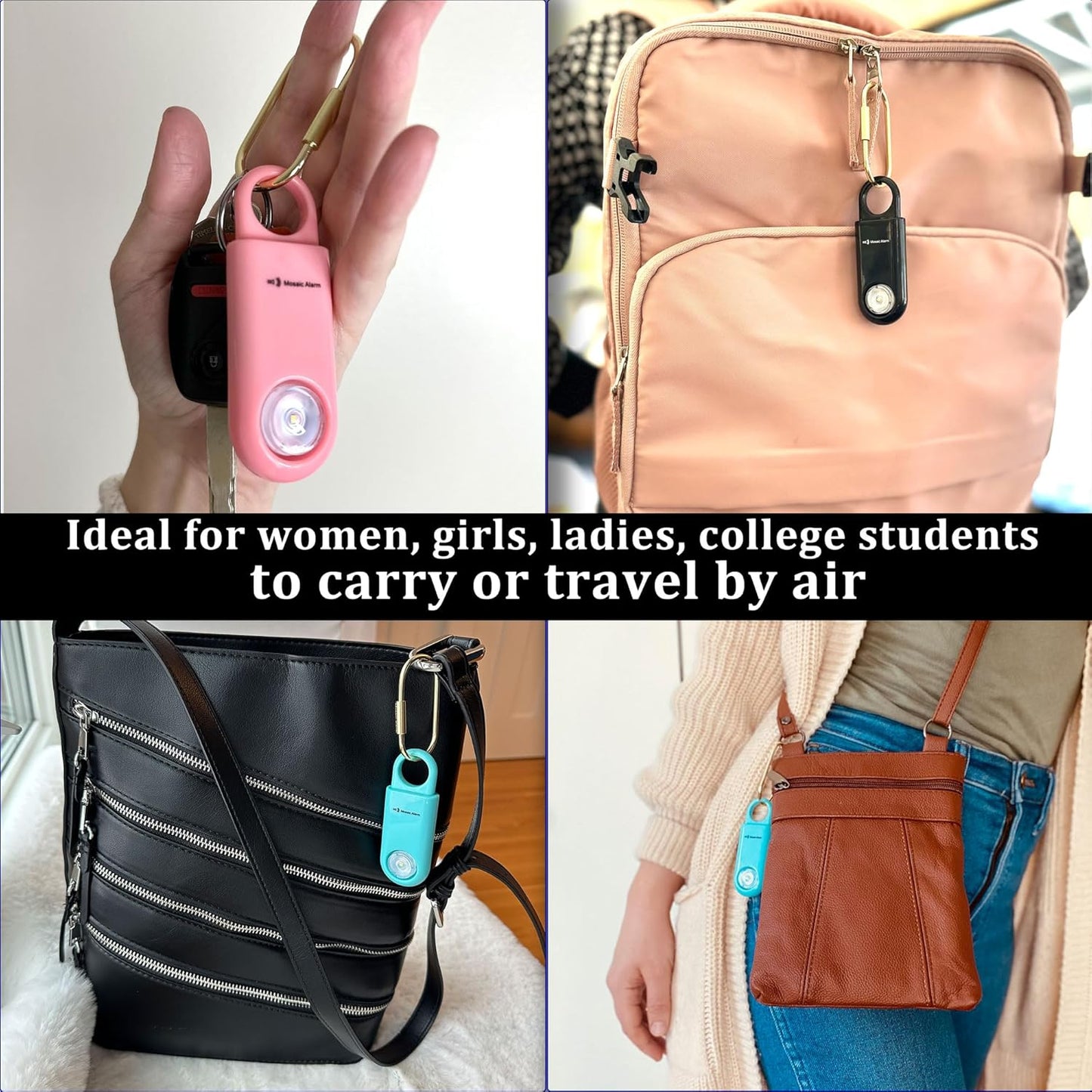 130dB Keychain Siren Strobe Light. Loud Sound Personal Safety Alarm with Carabiner. SOS Emergency Alerts for Women, Girls, School Children, Night Runners, Hiking. Bear Alarm Deterrent.Pink