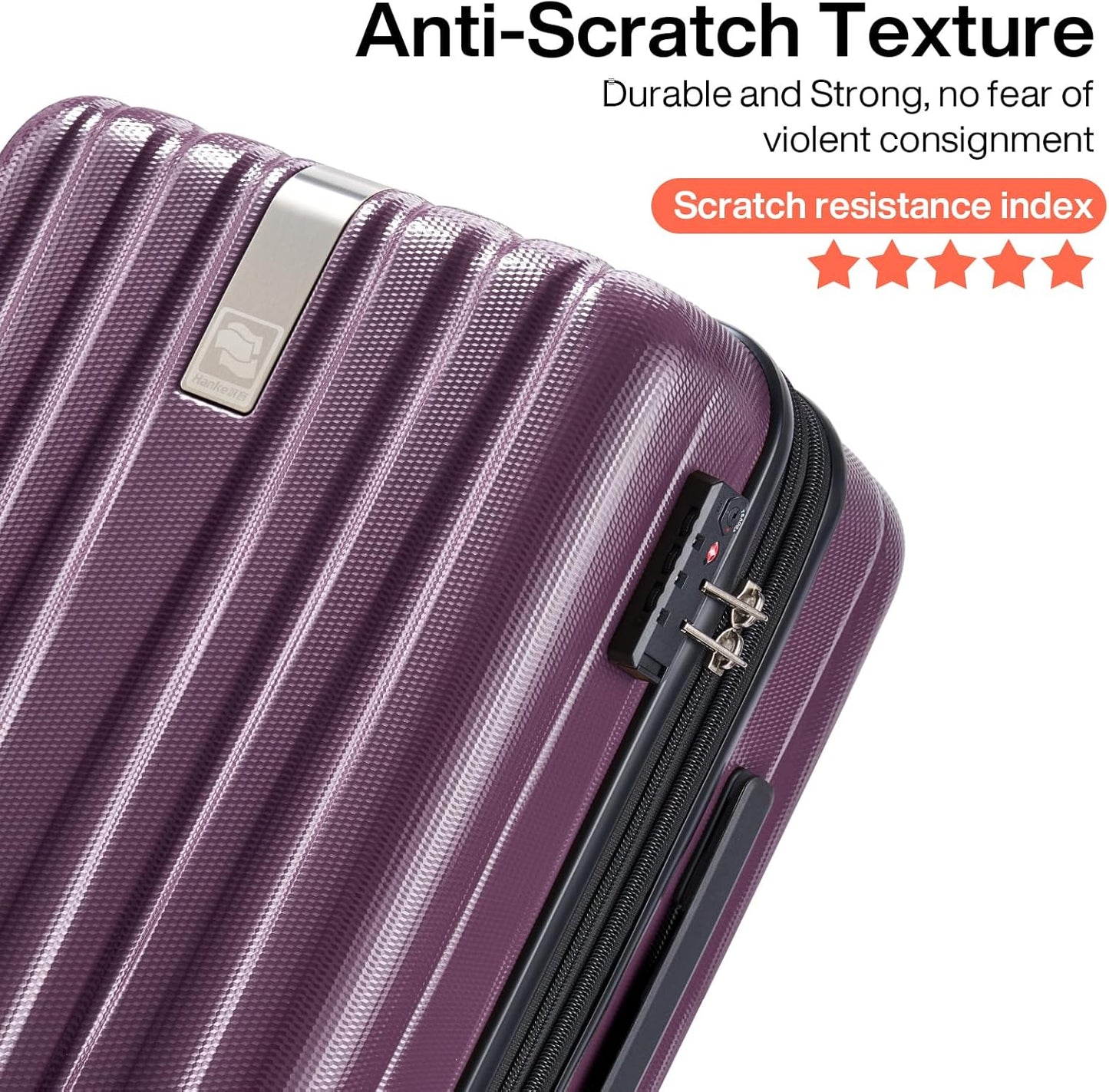 Hanke 20 Inch Carry On Luggage 22x14x9 Airline Approved Lightweight PC Hard Shell Suitcases with Wheels Travel Luggage Rolling Suitcase Travel Luggage Bag Christmas Gifts for Birthday (Purple)