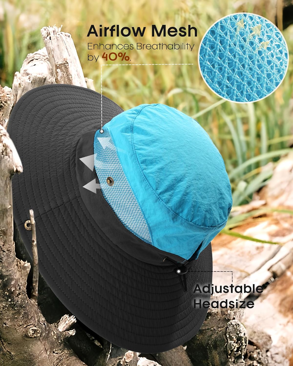 FURTALK Womens Sun Hat with Ponytail Hole Beach Hiking Summer Wide Brim UPF 80+ Outdoor Protection Foldable Bucket Hat