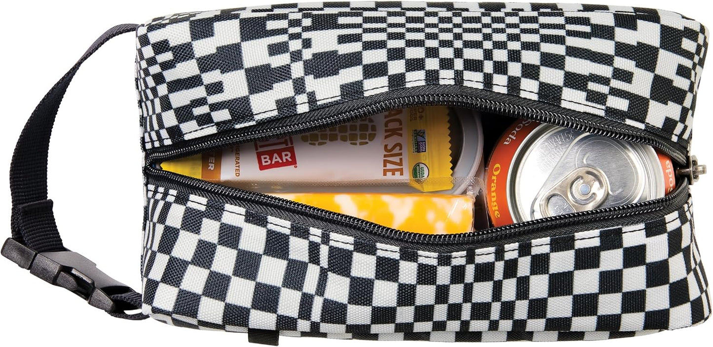 PackIt® Freezable Snack Box, Checked Out, Built with ECOFREEZE Technology, Collapsible, Reusable, Zip Closure with Buckle Handle, Designed For Work Snacks, Fresh Snacks On the Go, Adults, and All Ages