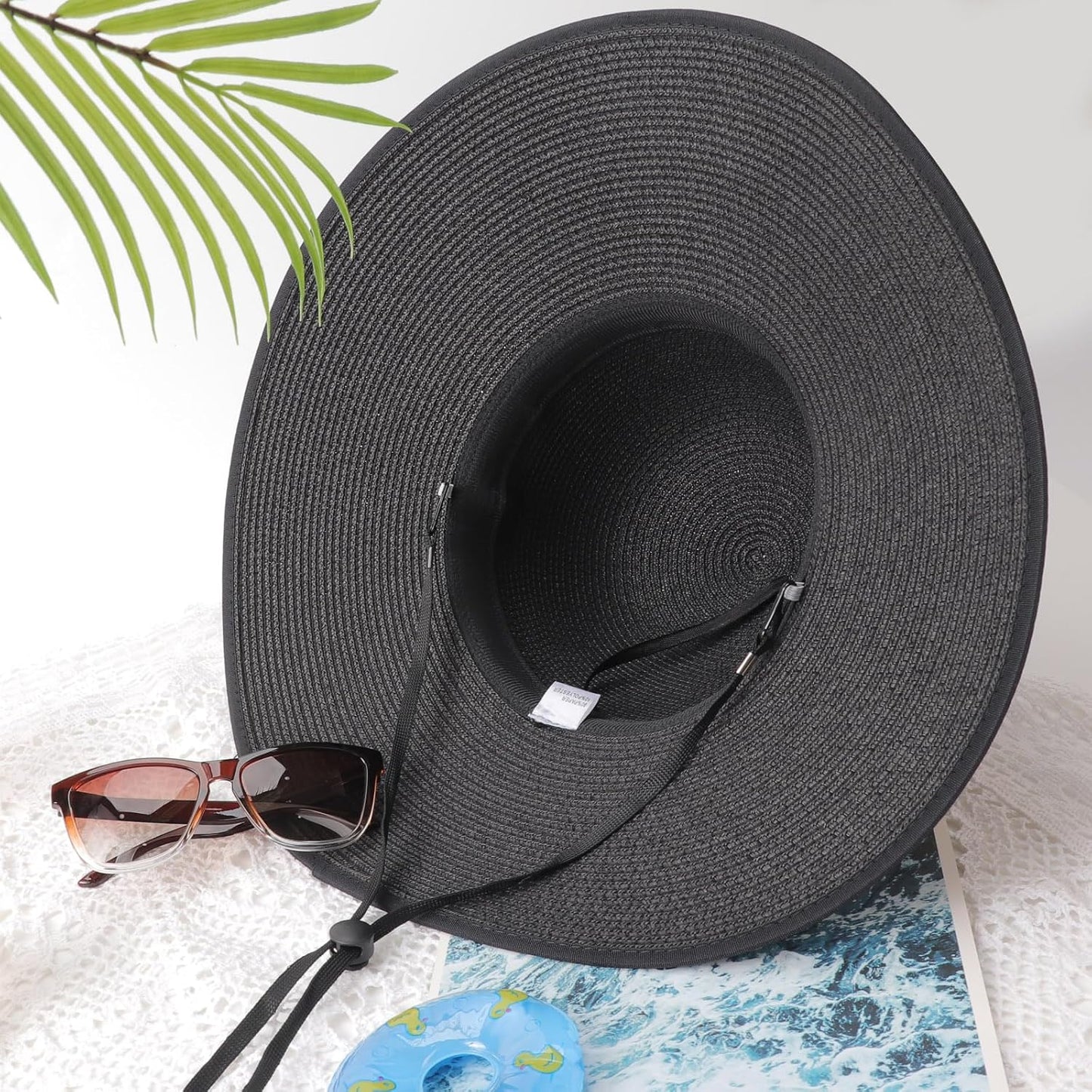 DRESHOW Beach Hats for Women Big Straw Wide Brim Summer Hat Floppy Foldable Roll up Cap Sun Hat UPF 50+