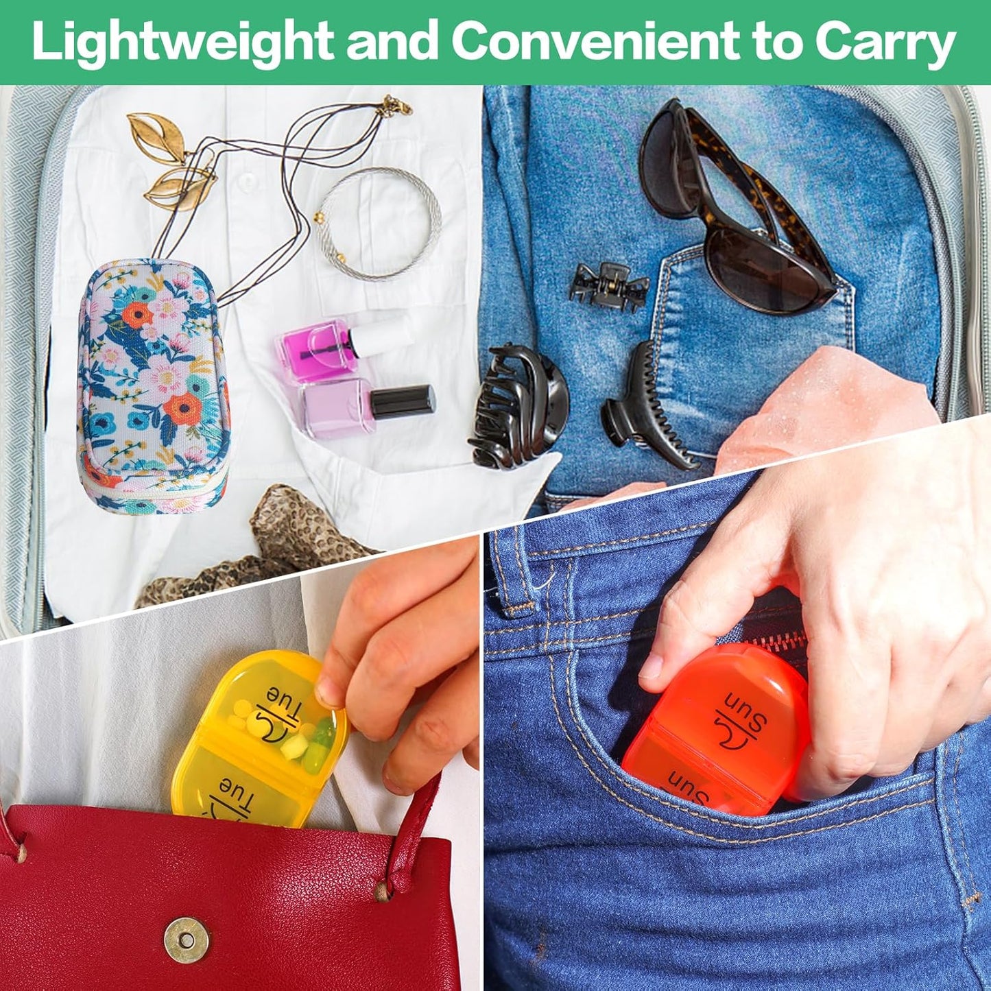 Serfeymi Weekly Travel Pill Organizer 2 Times A Day AM PM Upgraded Rainbow Pill Box 7 Day with Portable Zipper Canvas Pill Case, Medicine Organizer for Pills, Vitamins, Fish Oils - Bloom 01