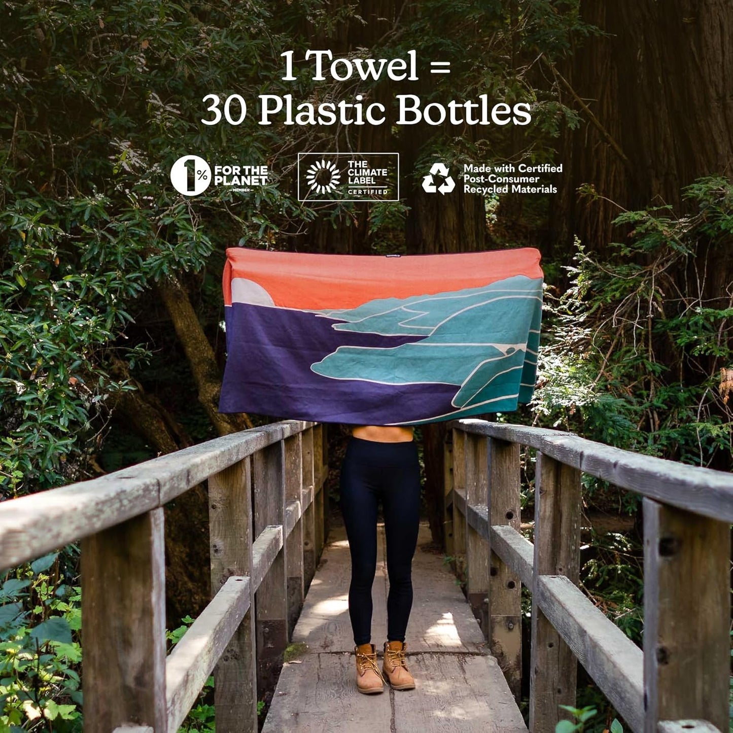 Nomadix Original Towel - Perfect for Beach, Pool, Travel, Camping, Yoga - Made with Recycled Materials - Super Absorbent - Sand Resistant - Big Sur - 72.5x30