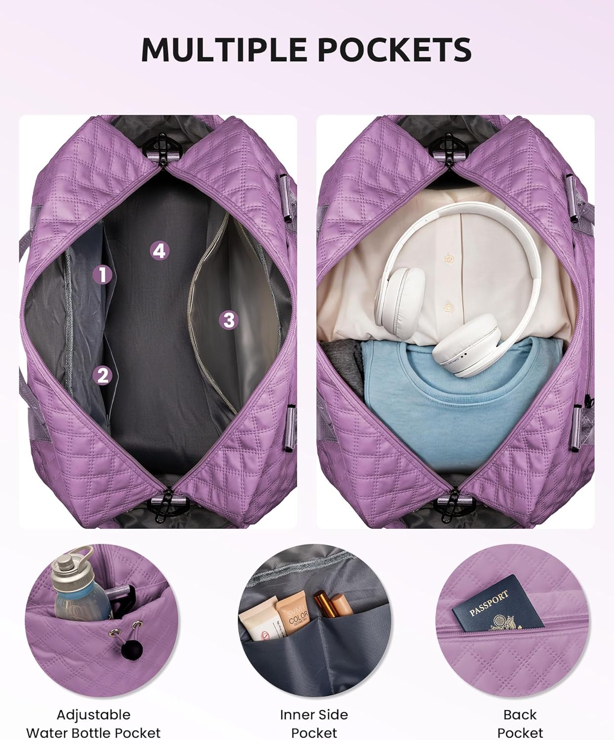 Personalized Gifts-Girls Duffle Bag with Shoe Compartment, Personalized Weekender Bag, Monogram Overnight Bag, Letter Travel Bag with Makeup Bag,Birthday Gift For Women Girl (Letter L)