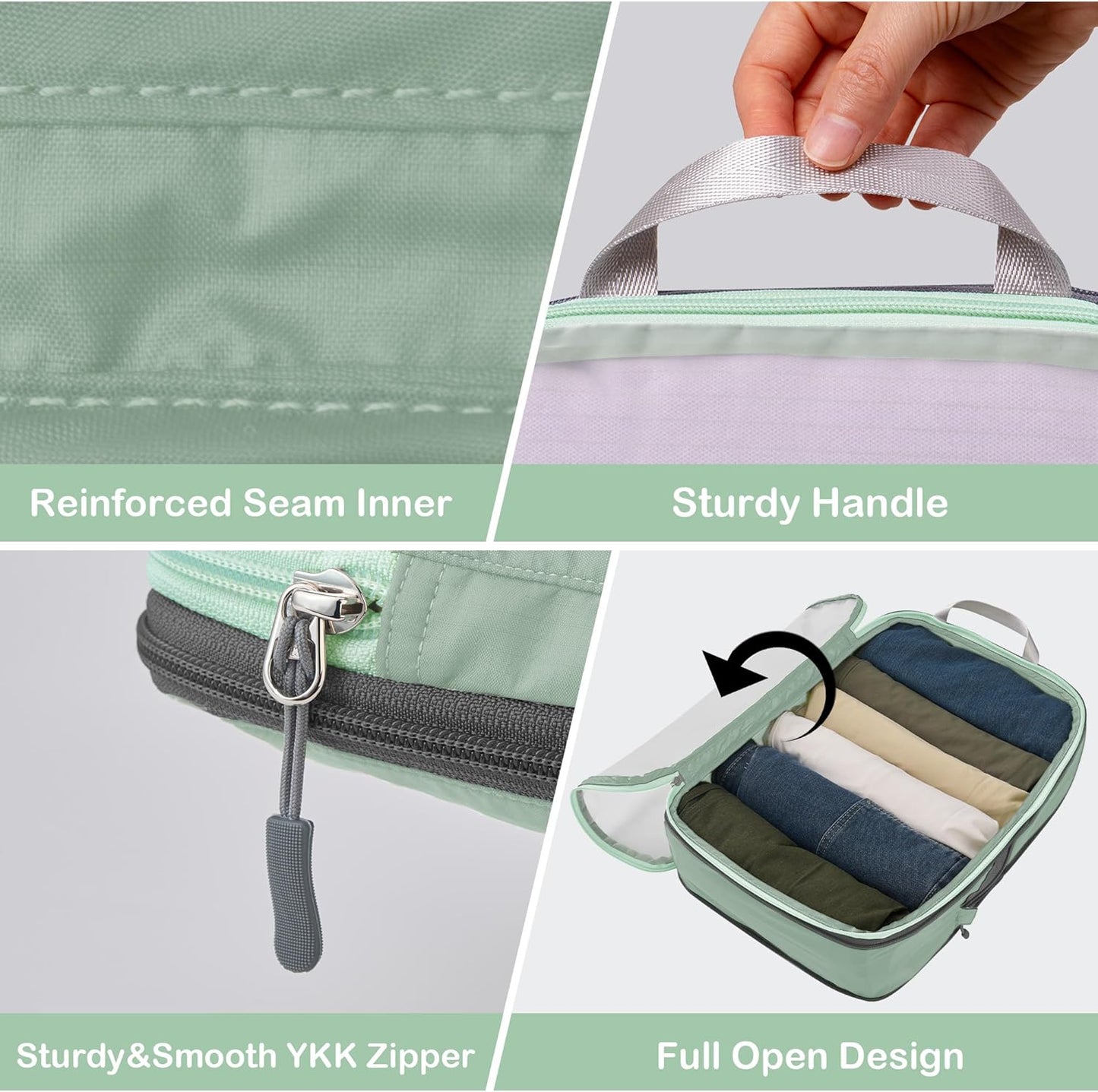 Cipway Compression Packing Cubes, See Through Mesh Luggage Organizer Bags, Travel Essentials for Carry on Suitcase with Laundry Bag and Clear Toiletries Bag(6 Pcs,Sage Green)
