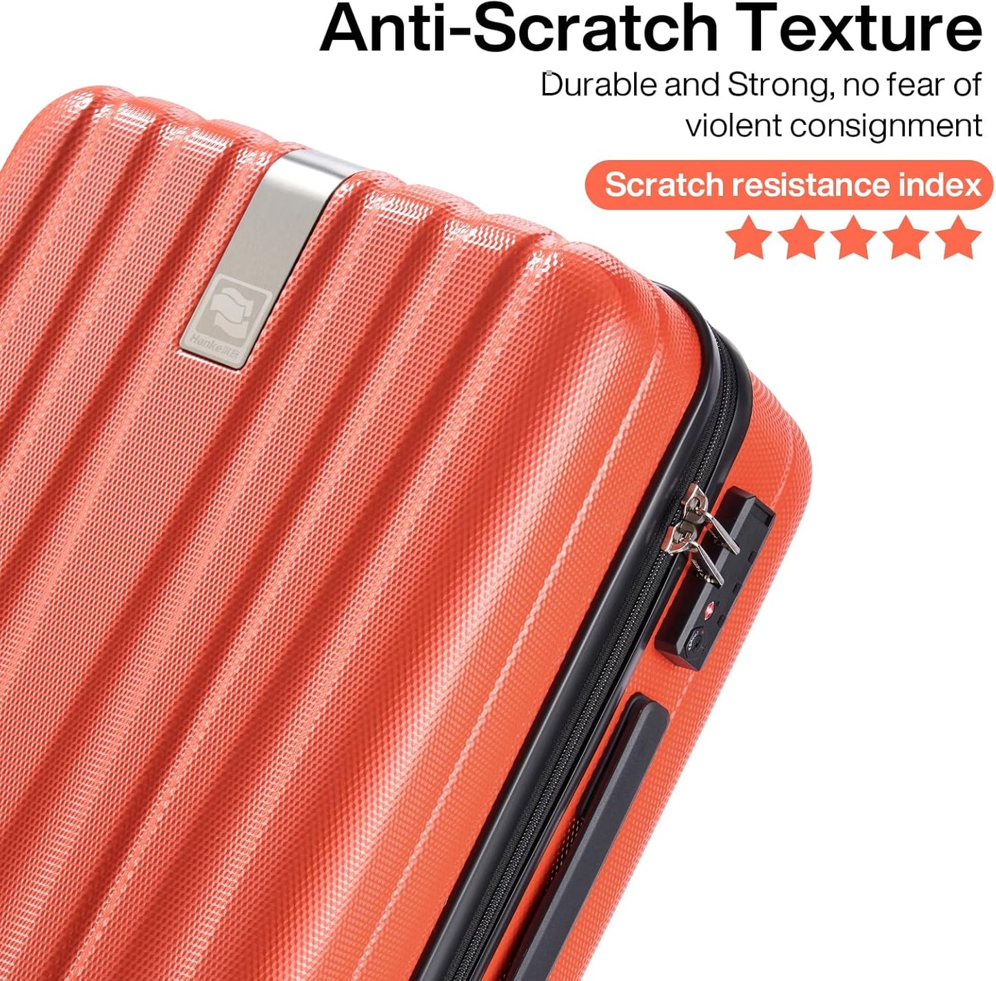 Hanke Luggage Sets 2 piece Carry On Luggage with Wheels PC Hard Shell Suitcases Lightweight Checked Travel Luggage Large Travel Suitcase Woman Men 20/29 Inch (Orange)