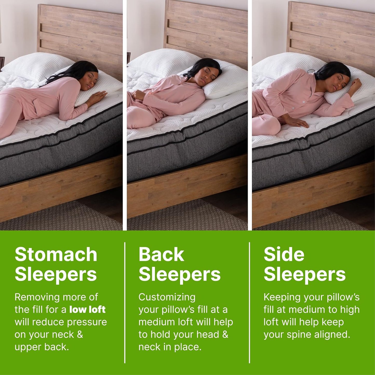 GhostBed Shredded Memory Foam Pillow with Adjustable Gel Memory Foam and Cooling Breathable Cover - Queen Size Shredded Memory Foam Pillows CertiPUR-US Certified 2-Pack