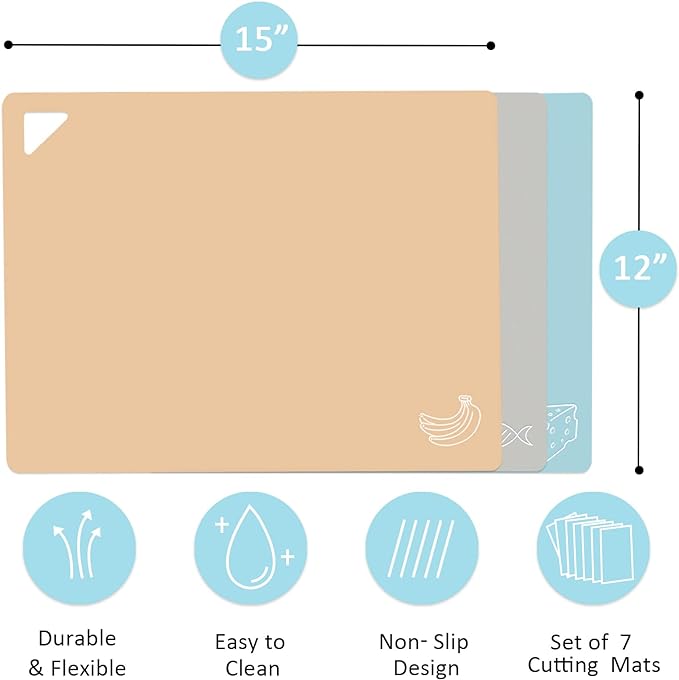7 Pieces Plastic Flexible Cutting Boards - Image 2