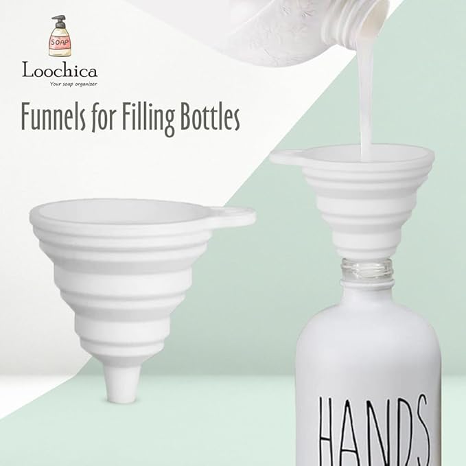 LOOCHICA 2 Pack White Glass Soap Dispenser Set - Image 6