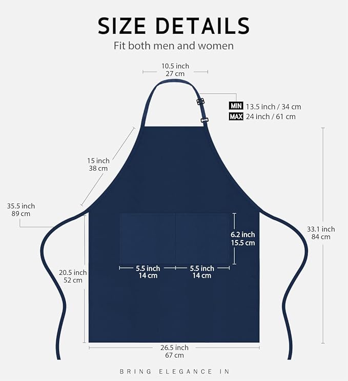 Syntus 12 Pack Bib Apron, Unisex Aprons Adjustable Waterdrop Resistant - Image 2