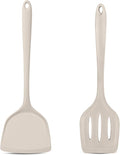TeamFar Silicone Spatulas, Solid & Slotted Cooking Turner by TeamFar