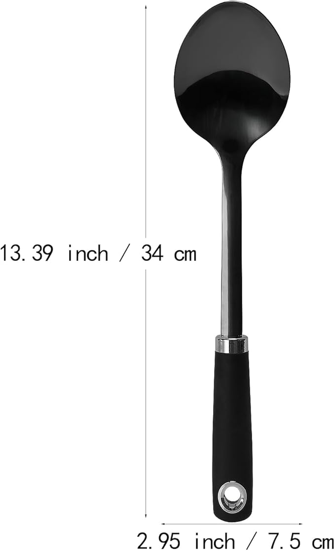 304 Stainless Steel Cooking Spoon, 14 Inch Solid Basting Spoon - Image 4