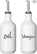 Farmhouse Ceramic Oil and Vinegar Dispenser Bottle Set, 15 oz by HOME