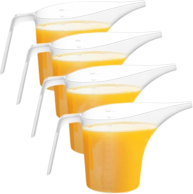 4 Pack Plastic Funnel Pitcher, Measuring Cup by Woozettn