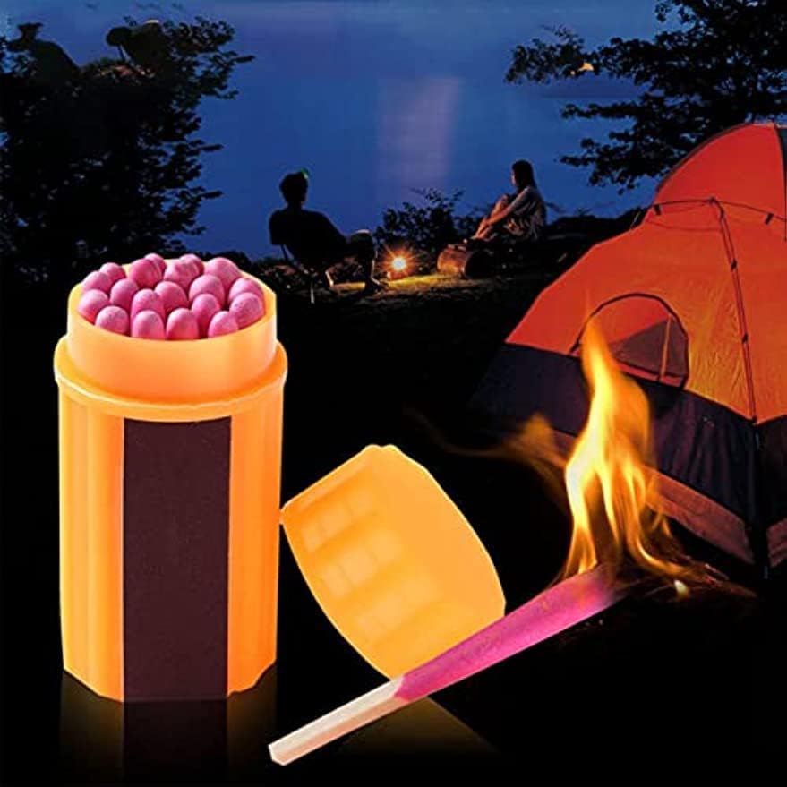 Waterproof Matches Survival Kit, Stormproof Matches with Case, 20pcs Fire Starter, Emergencys Fire Starter Matches for Hiking Camping Outdoor Survival (100pcs), 5Pcs