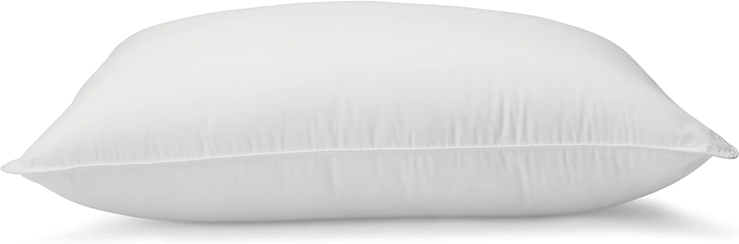 Amazon Basics Down Alternative Pillow for Back Side Sleepers, Medium Density, Standard Size, 26" x 20", 2-Pack, White