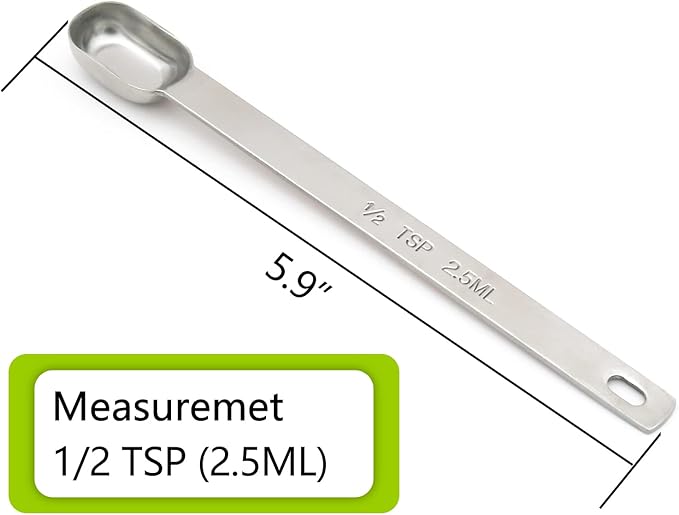 5PCS 1/2tsp Single Measuring Spoon, Stainless Steel Long Handle Individual - Image 2