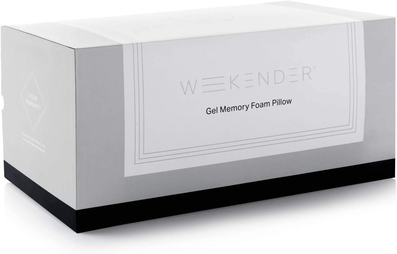 WEEKENDER Standard Gel Memory Foam Pillow Size-1-Pack-Medium Plush Feel-Neck and Shoulder Support-Side, Stomach, and Back Sleepers-Home, Hotel, & Hospital Essentials-CertiPur Certified, White