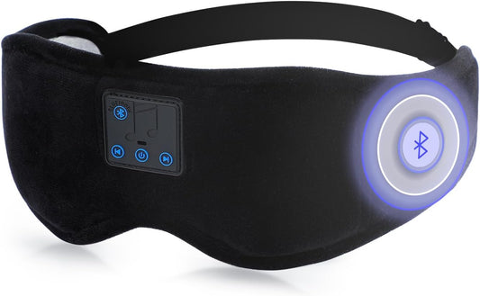 Sleep Mask with Bluetooth Headphones 3D Contour Sleeping Headphones 5.4 Wireless Bluetooth, Ultra-Thin Stereo Speakers Blackout Eye Masks for Men Women Travel Sleep