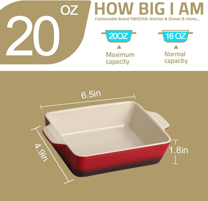 Sweejar Ceramic Baking Dish, Rectangular Small Baking Pan - Image 4