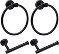 4pcs Matte Black Toilet Paper Holder and Towel Ring Set, Stainless Steel Hand by Mdvora