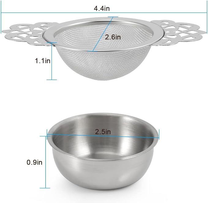 Picowe 4 Pack Tea Strainer Bowl, Stainless Steel Sliver Tea Strainers - Image 6