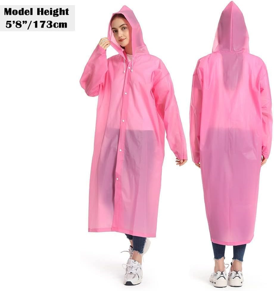 Opret 2 Pack Raincoats for Adults Reusable, EVA Rain Ponchos Lightweight Rain Coat Waterproof Rain Gear for Men and Women