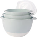 3 Plastic Mixing Bowls with Lids, Pour Spout, TPR Bottom, Mixing Bowl Set by JCXivan
