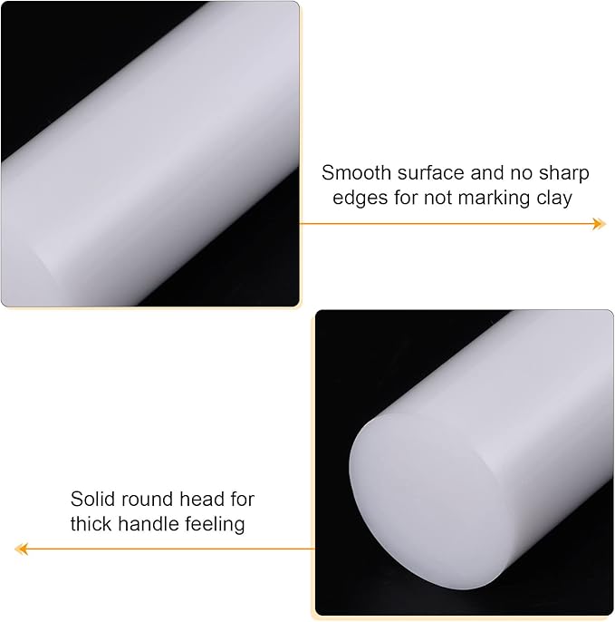 HARFINGTON Acrylic Clay Roller 7.28 Inch x 1 Inch Solid Non-Stick Plastic Round - Image 4
