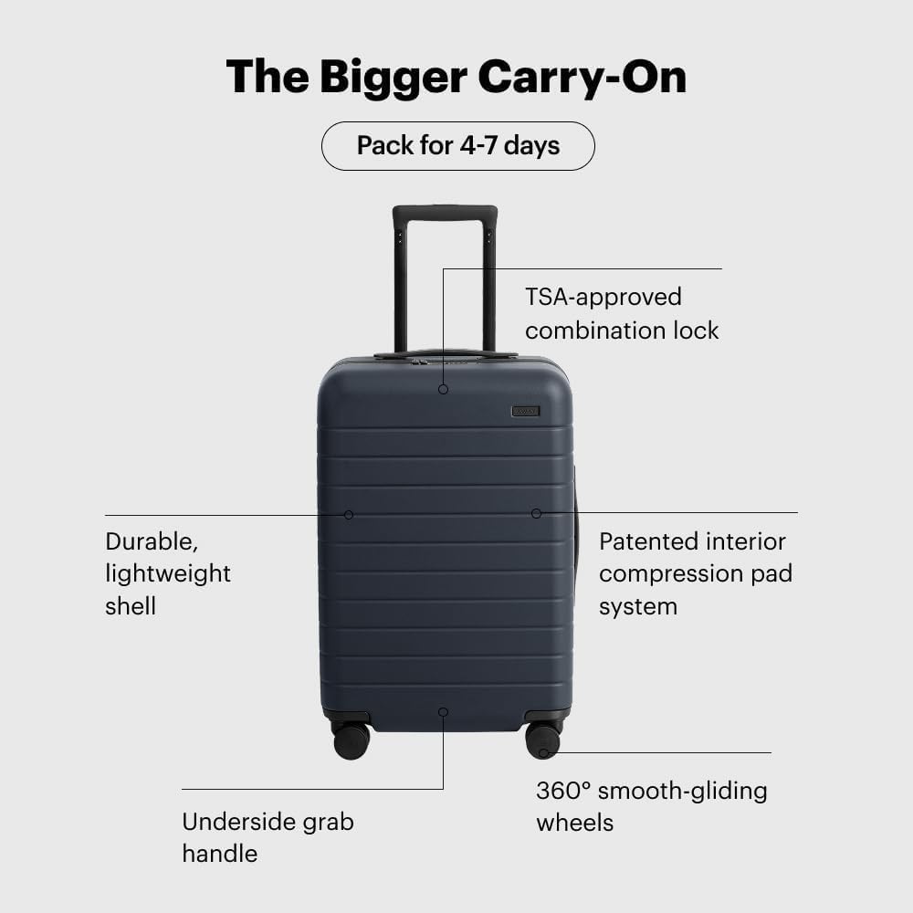 Away Bigger Carry-On Luggage, Lightweight Hardside Large Suitcase with Spinner Wheels, TSA Lock, Airline Approved, Salt White