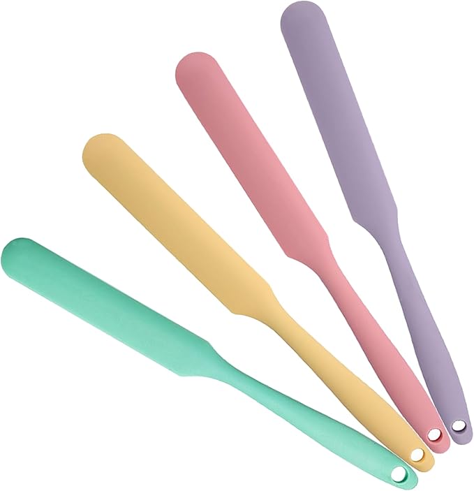 4 Pcs Silicone Jar Spatula Long Handle Kitchen Spatulas by Kunovo
