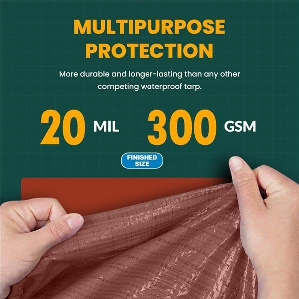 Large Waterproof Tarp - Heavy Duty 20 Mil Thick Poly Tarpaulin Ideal for Canopy Tents, Boats, RV or Pool Covers - Multipurpose Protective Tarps with Grommets for Indoor and Outdoor Use | 10' x 12'
