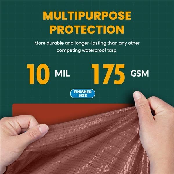 Large Waterproof Tarp - Heavy Duty 10 Mil Thick Poly Tarpaulin Ideal for Canopy Tents, Boats, RV or Pool Covers - Multipurpose Protective Tarps with Grommets for Indoor and Outdoor Use | 30' x 70'