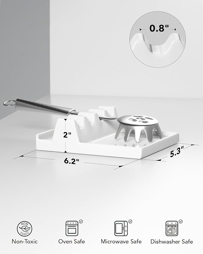 LE TAUCI Ceramic Spoon Rest for Stove Top, Spoon and Lid Rest for Kitchen - Image 3
