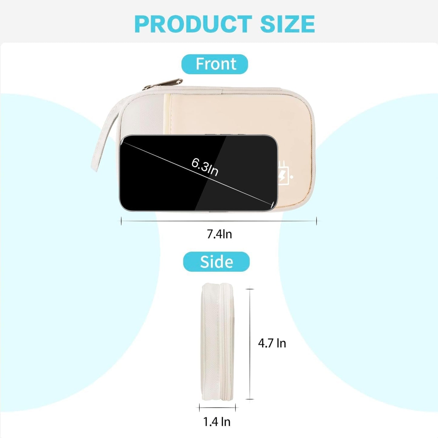 Electronics Travel Organizer,Portable Waterproof Electronic Travel Storage Bag for Small Charging Cord Storage,Charger,Small Electronics,SD Card etc,for Travel,Business -Beige